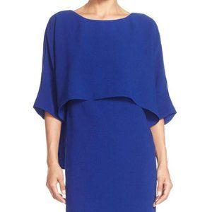 ADRIANNA PAPPEL Women's Draped Blouson Sheath Dress Blue SZ 14